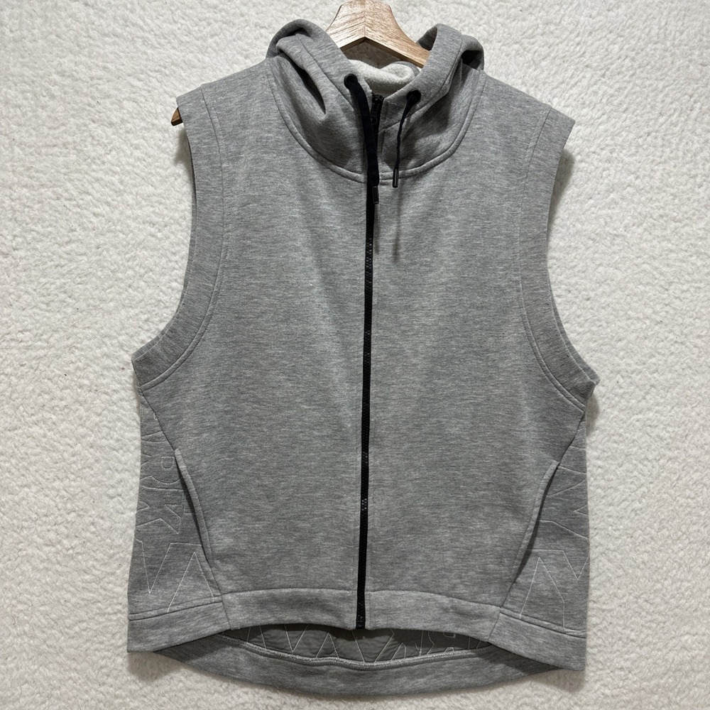Ivy Park Quilted Sleeveless Hoodie Script‎ Logo Women's Gray Size Large